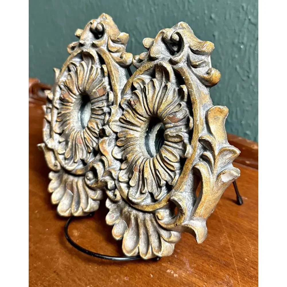 Ornate Double Mirror Plaque Resin 1970s Vintage Wall Decor
